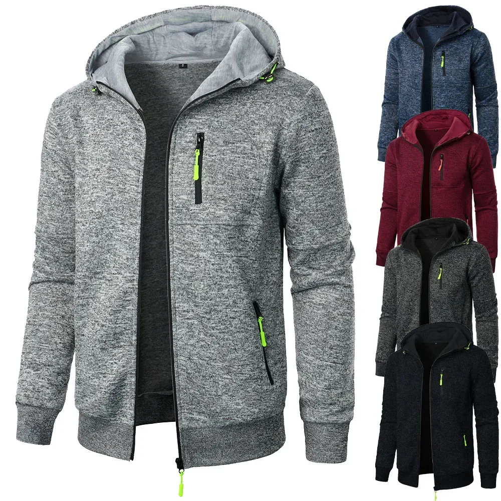 Moletom casual com capuz masculino, slim fit sportswear, jaqueta masculina, traje de treino, streetwear, outono