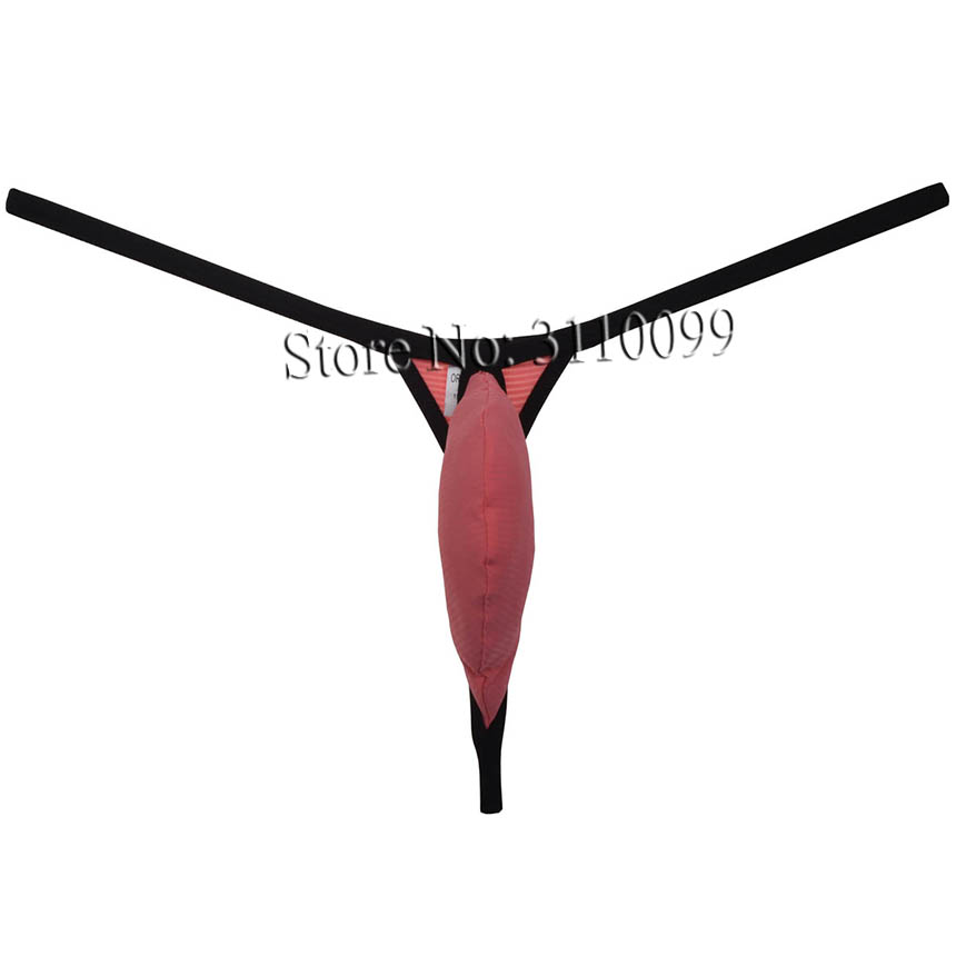 Tanga con bolsa a rayas de invisibilidad de seda de hielo para hombre, suspensorio, mini ropa interior de bikini elástica