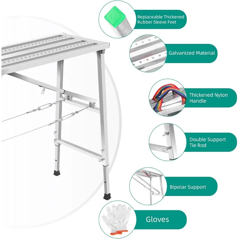 Scaffolding Adjustable & Multi-Function Work Platform, 700lbs Capacity, Portable Folding Aluminum Step Ladder for High Paint