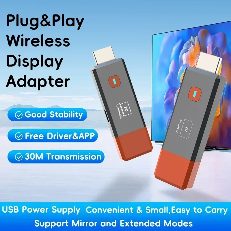 50M Wireless HDMI-Compatible Video Transmitter Receiver Kits Extender Adapter TV Stick Dongle for Monitor Projector Laptops PC