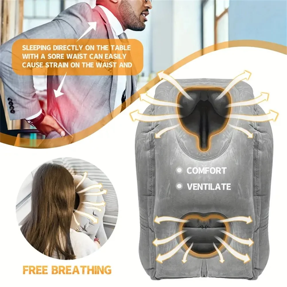 Almohada de viaje inflable, almohada de avión con diseño de válvula patentada, accesorios de viaje con soporte para cuello y cabeza, viaje, 1 ud.