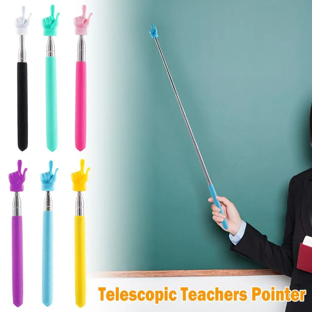 Puntatore per insegnante retrattile con design a dito Puntatore per insegnamento scolastico telescopico in acciaio inossidabile Forniture per insegnanti per l'aula