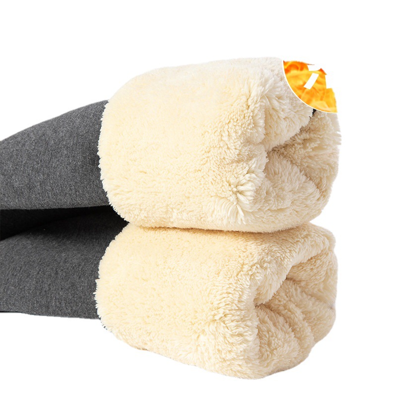 2022 kobiet Lamb polar legginsy kobiet zima kaszmir gruby list zagęścić bawełna termiczna spodnie 500g panie Legging ciepłe rajstopy