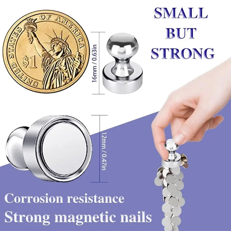 Multifunctional Metal Strong Magnetic Pushpins Magnets Whiteboard Fridge Thumbtack Magnet Push Pins for Office School Home