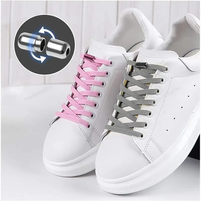 1Pair Multicolor Lock Elastic Sneaker Laces For Kids Adults and Elderly No Tie Shoelaces Quick Elastic Athletic Running Shoelace