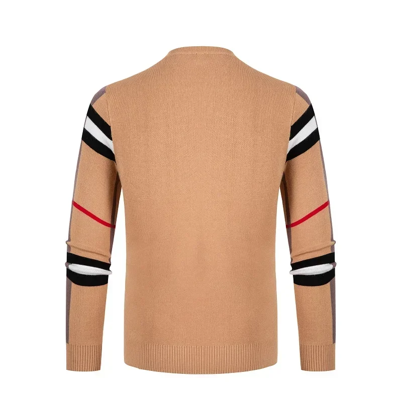 Otoño e Invierno suéter de punto para hombres nuevo suave cálido a rayas suéter de cuello redondo Casual moda ropa de hombre