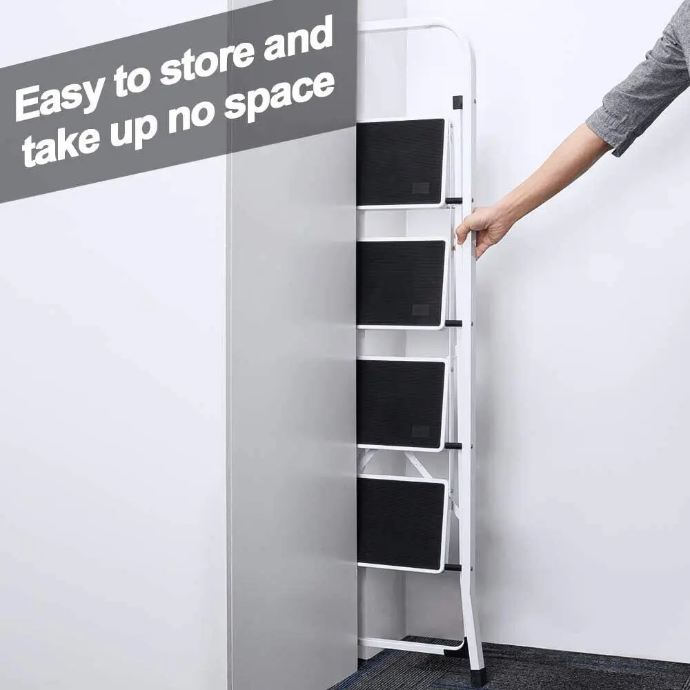 DayPlus Sgabello pieghevole di sicurezza Scaletta a 2-4 gradini Scaletta pieghevole portatile Piedini antiscivolo per ufficio domestico interno ed esterno