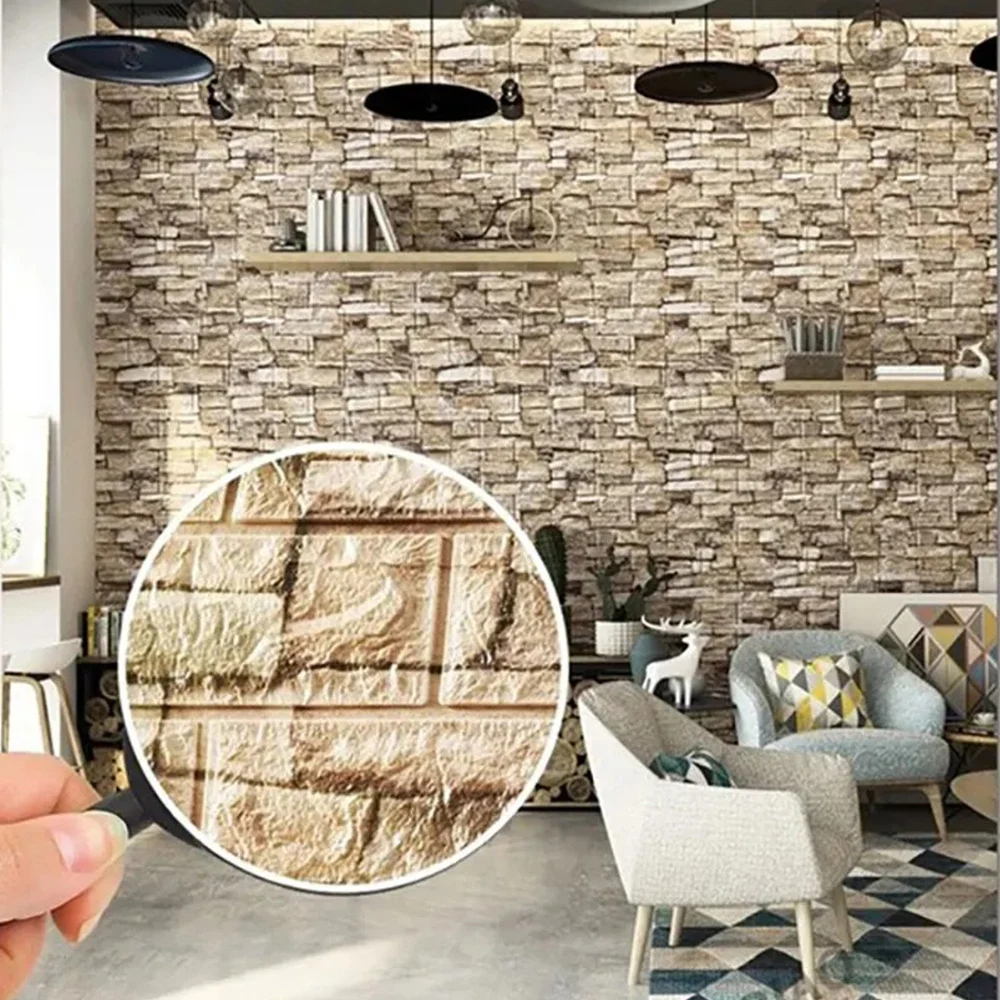 Papel de parede autoadesivo diy, 70cm * 100cm, padrão de tijolo, decoração moderna de casa, pvc, à prova d'água, adesivos de parede 3d, fundo de cozinha
