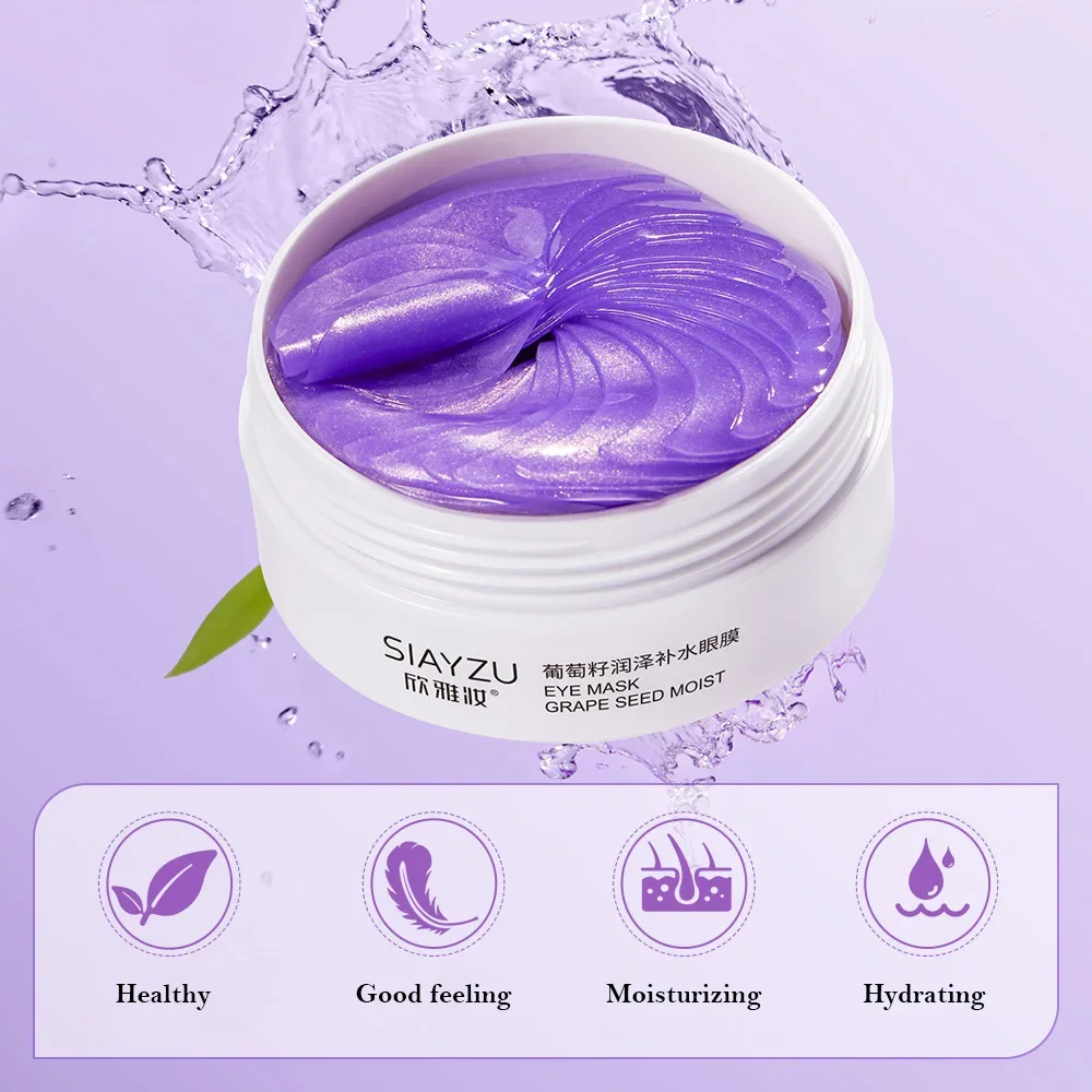 Uva anti-envelhecimento hidratante colágeno máscara de olho anti olheiras máscaras de olhos secos beleza cuidados com a pele remendos de olho 60 pçs