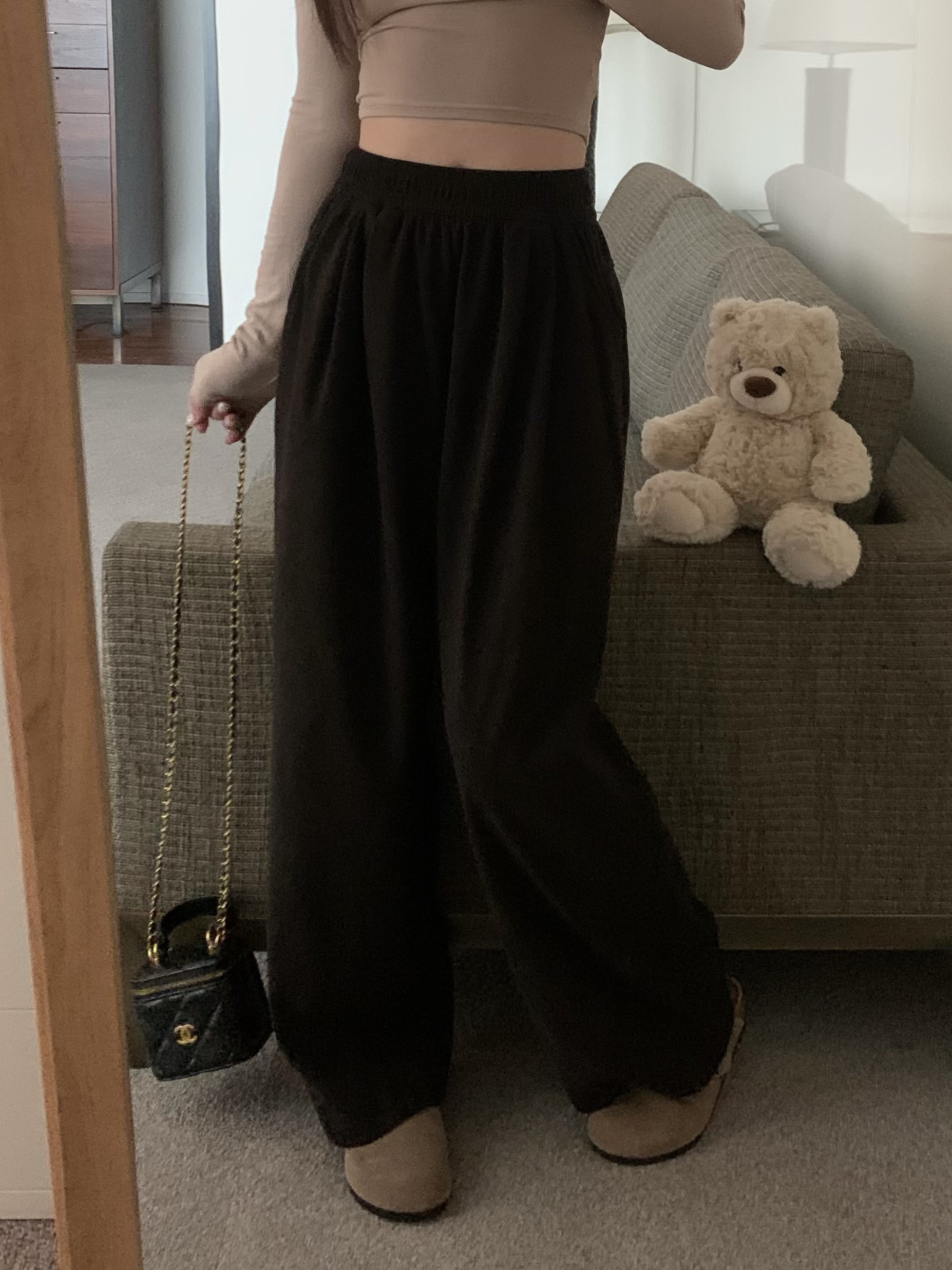 春 2025 ハイウエスト肥厚怠惰なスタイルセムバッハパンツドレープ折りストレートカジュアル床長さの長ズボン女性のための