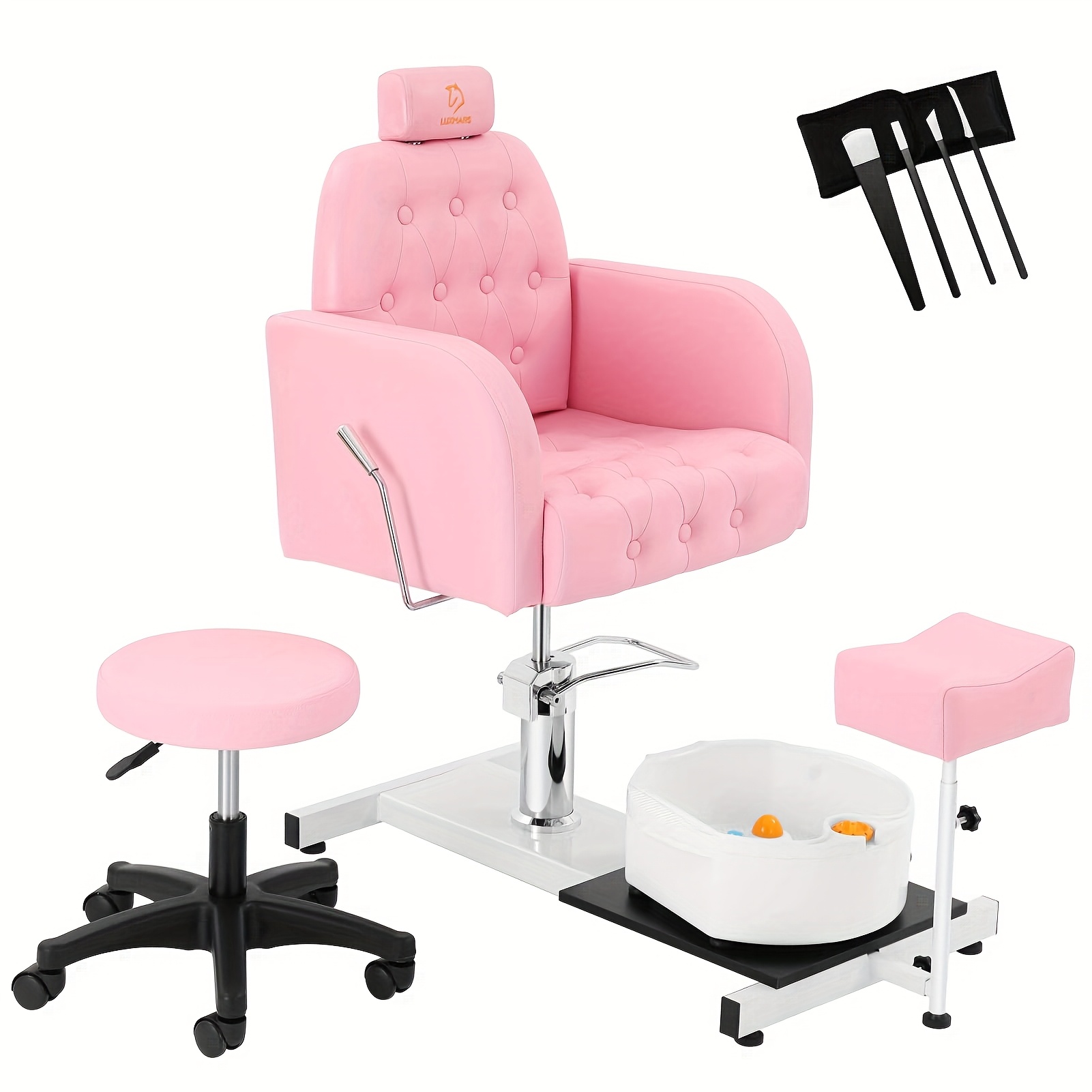 Foot SPA Chair, Sofa with Foot Bath Basin, Pedicure Chairs with Hydraulic Lifting and 360 Degree Rotation, Nail Salon Furniture