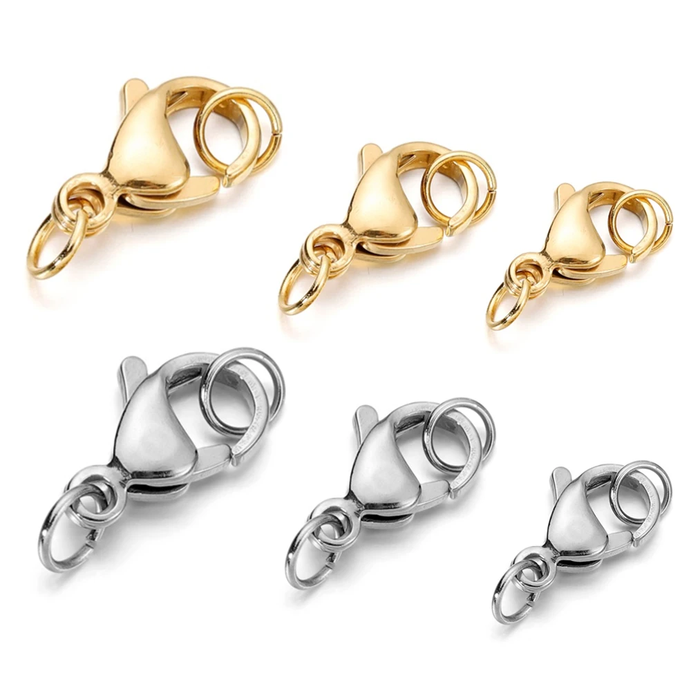 10-30 Uds. Cierre de langosta de acero inoxidable con anillos de salto para pulsera collar cadenas DIY joyería hacer hallazgos suministros