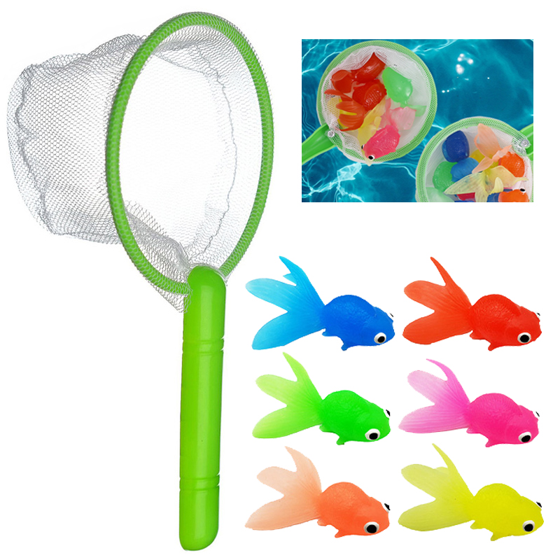 6pcs/set TPR Rubber Goldfish Set Fishing Game Toys Children's Bath Water Fishing Toys Parent-child Interactive Educational Props