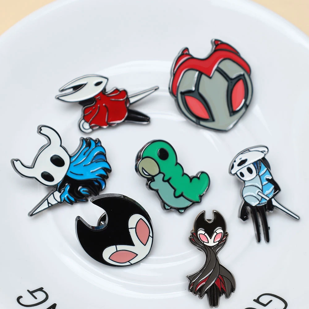 7 szt. Emaliowane Broszki Hollow Knight, Fajne Przypinki z Postaciami, Plecaki, Odzież, Kapelusze, Odznaki do Klapy, Modna Biżuteria, Akcesoria, Prezenty dla Fanów