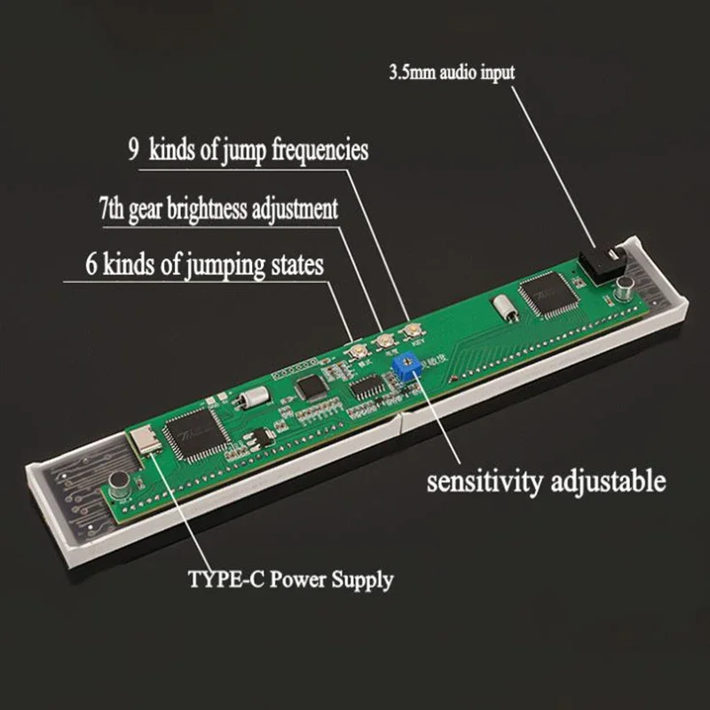 Display LED Spettro musicale controllato dal suono Display Pickup Luce ambientale Luce ritmica atmosferica Spettro a 30 segmenti