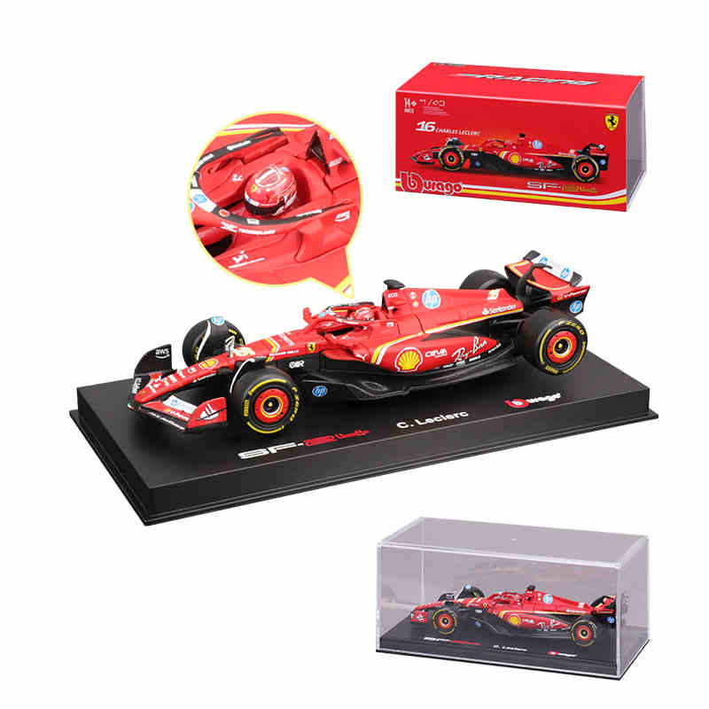 Bburago 1:43 Ferrari SF24 F1 automodel 2024 seizoen 16 # Leclerc 55 # Sainz legering luxe voertuig gegoten formule racespeelgoed cadeau