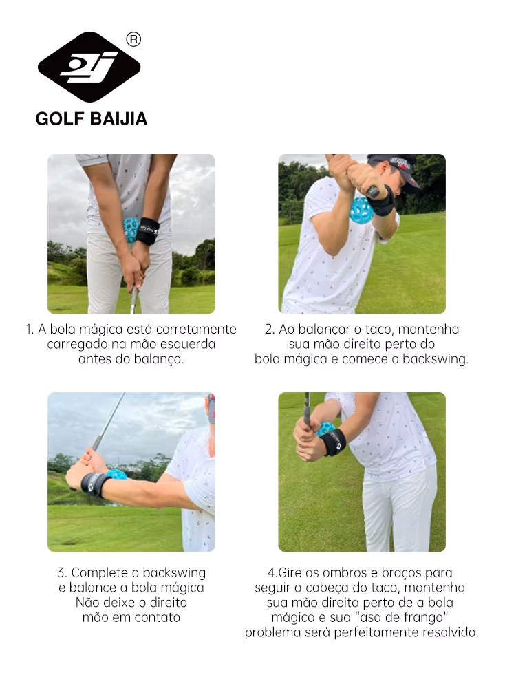 Treinador de balanço de bola inteligente de golfe, equipamento de bola de auxílio para treinamento de golfe portátil, treinamento de correção de postura de bola inteligente para iniciantes