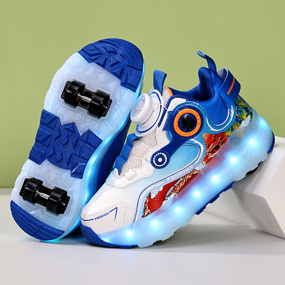 Kinder vierrädrige leuchtende Sportschuhe LED-Licht Rollschuhschuhe Jungen und Mädchen USB-Lade-Trainingsschuhe für Kinder