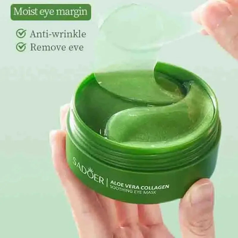 Mascarilla de colágeno de Aloe Vera para ojos, bolsas para ojos antiojeras, parches hidratantes antiarrugas, productos para el cuidado de la piel, 60 uds.