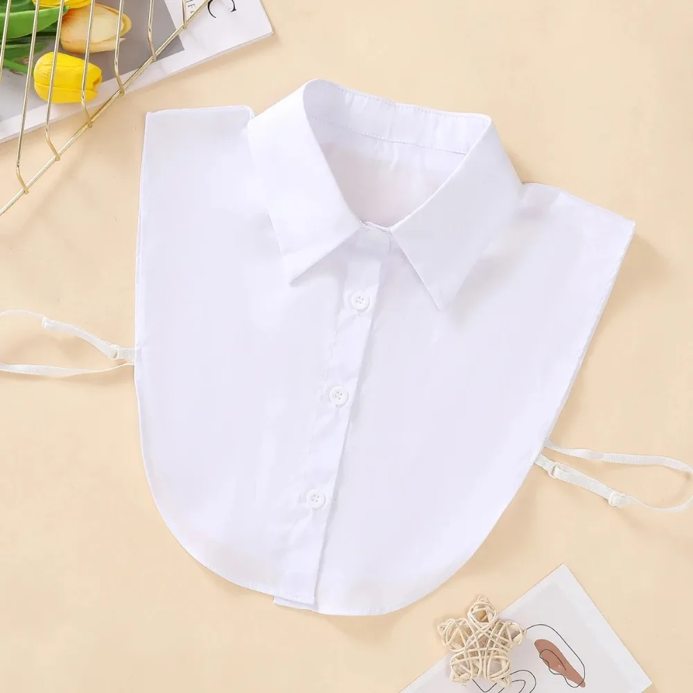 Colar falso de algodão da moda feminina, gola falsa estilo meia camisa simples, gola destacável versátil e conveniente
