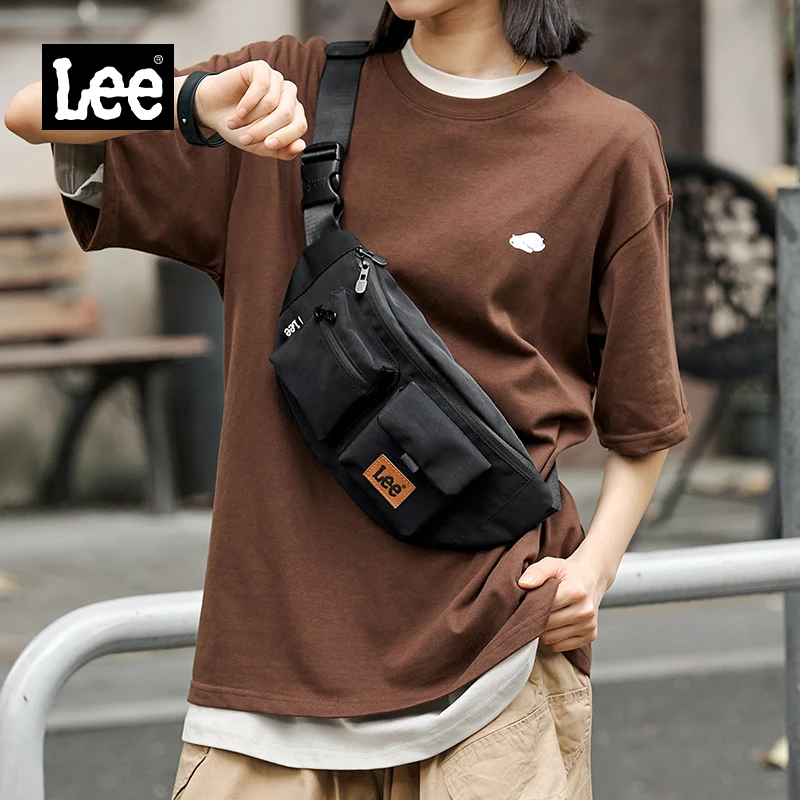 LEE Original Schwarz Mode Fanny Pack Frauen Männer Korea Stil Wasserdichte Nylon Umhängetasche Brust Tasche Sport Telefon Schulter Taille Tasche