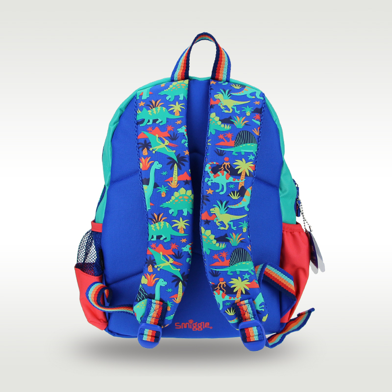Australia original Smiggle hot-selling children's schoolbag boy cool blue-green dinosaur card primary school backpack 14 inches