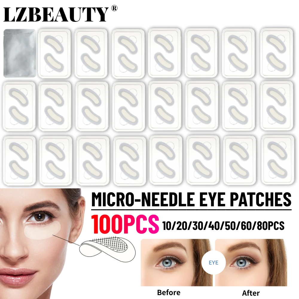 Parches para los ojos con microagujas de ácido hialurónico para el cuidado de la piel coreana, 10-100 Uds. Para el cuidado de los ojos, almohadilla de Gel hidratante debajo de los ojos