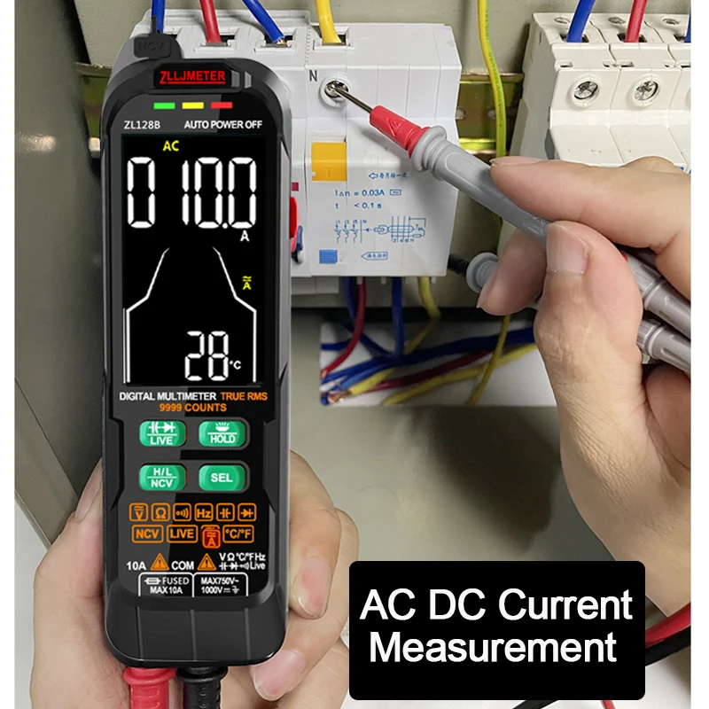Multímetro inteligente con carga USB, Detector de voltaje de corriente CA CC Profesional Digital, pluma de capacitancia de temperatura, multímetro probador de rango automático