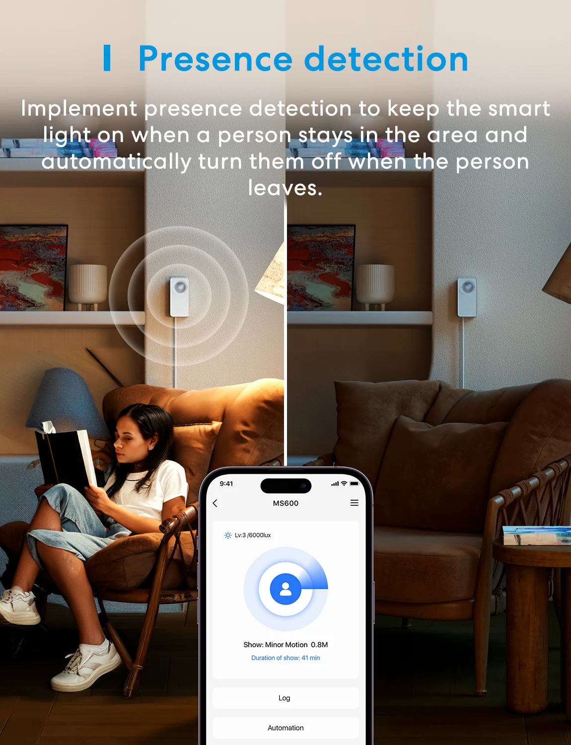 Meross UE/EE. UU. Matter WiFi Sensor de presencia humana Detector de Radar con Sensor de detección de luminancia/distancia para hogar inteligente