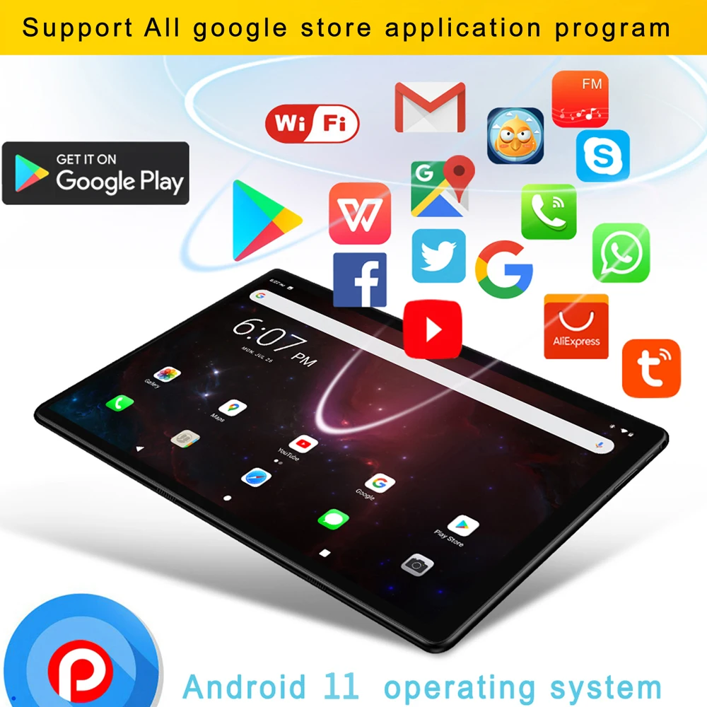 Tableta M107 Original de 10,1 pulgadas, sistema Android 11, Octa core, 4GB de RAM, 64GB de ROM, compatible con tarjeta Dual de Google, batería de 5000mAh