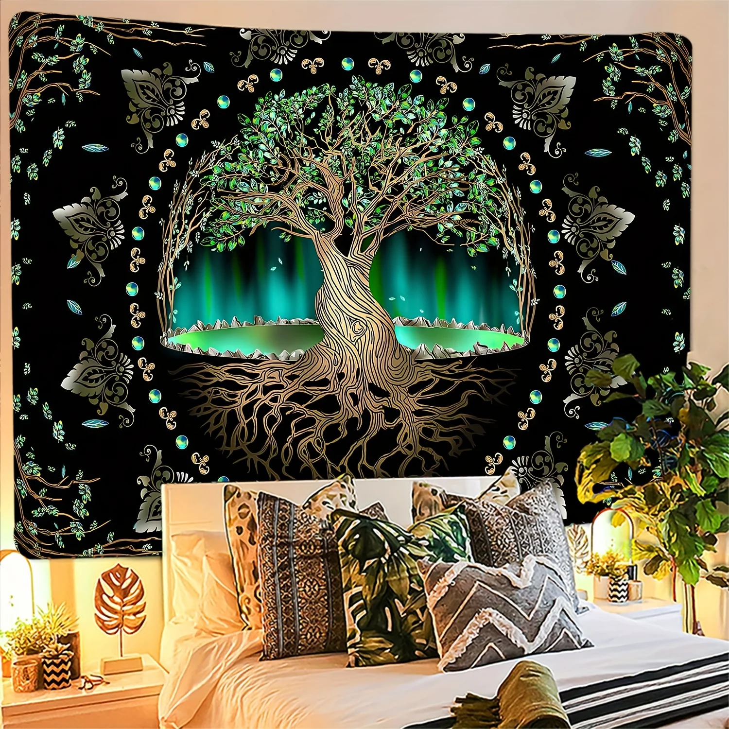 Tapiz de árbol de la Vida Cósmica, manta de pared de árbol grande de ensueño, decoración del hogar, Fondo de árbol de origen, paño colgante de pared, 75x58cm, 1 piezas