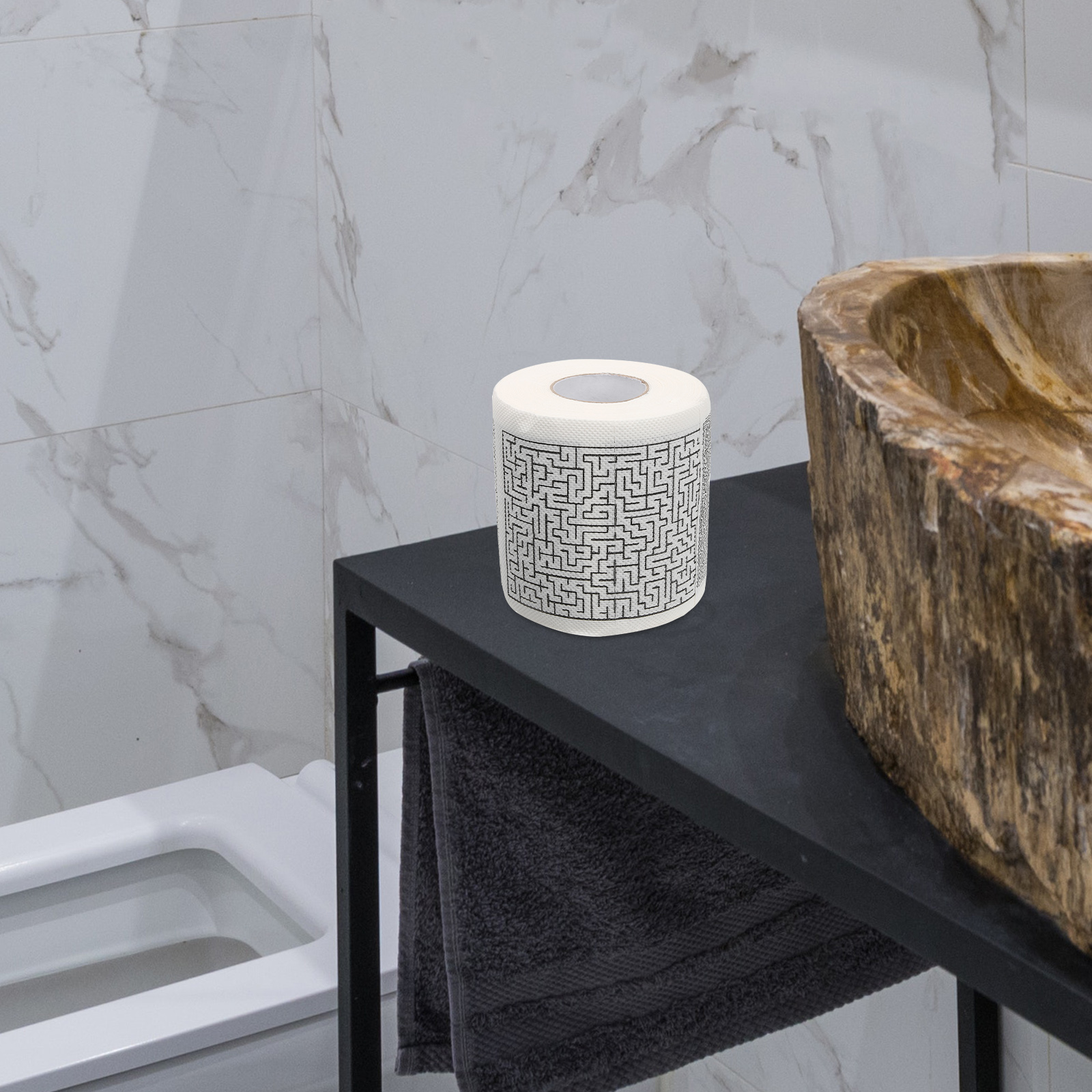 Boîte Complète de Papier Toilette à Motif de Labyrinthe Drôle, Serviettes Ménagers Abordables