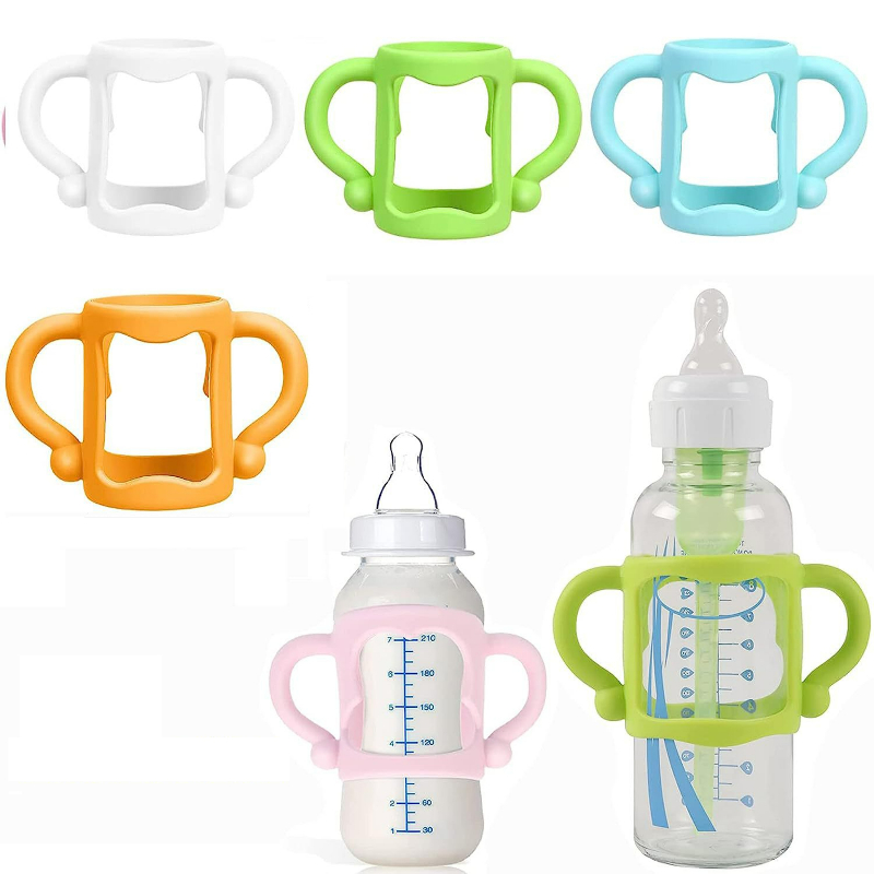 ที่จับขวดนม, ด้ามจับถ้วย Sippy แบบเปลี่ยนผ่านซิลิโคนเกรดอาหารที่ทนทานสําหรับขวดนมคอกว้าง