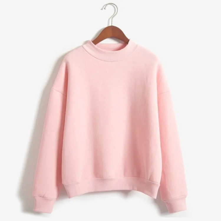 Frau Sweatshirts 2025, süße koreanische Oansatz gestrickte Pullover dicke Herbst Winter Candy Farbe lose Hoodies solide Damenbekleidung