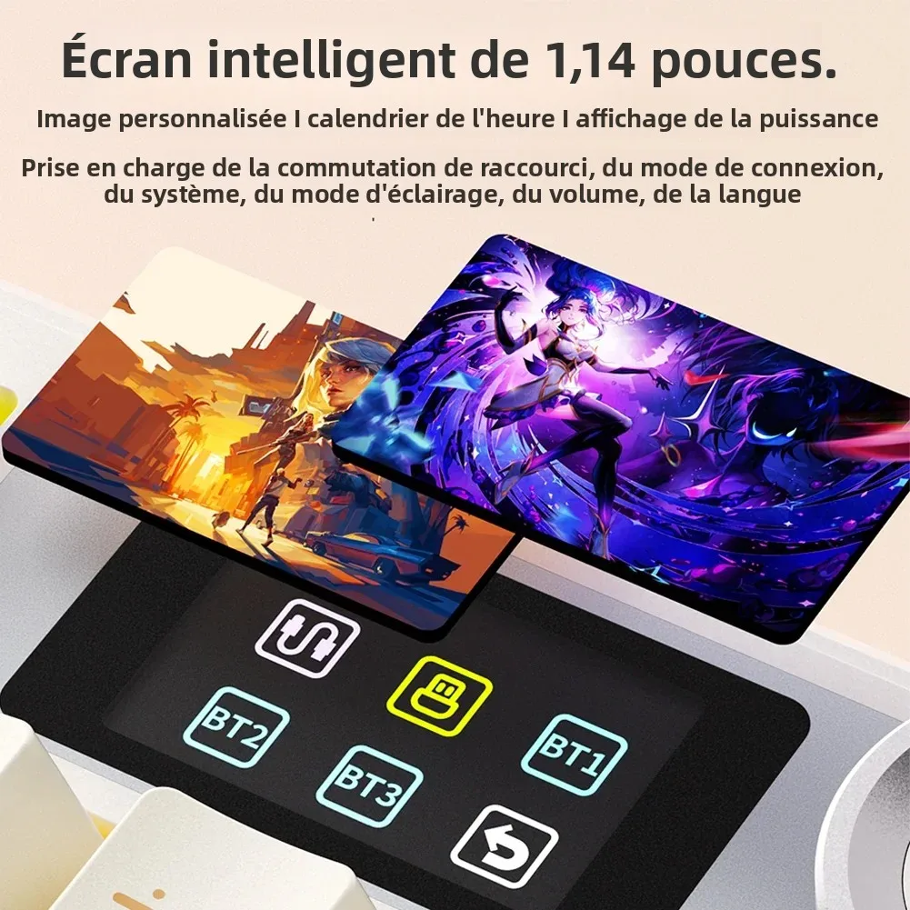 AULA F108 pro clavier Bluetooth sans fil clavier de jeu Macro joint clavier pleine taille échange à chaud avec affichage intelligent TFT
