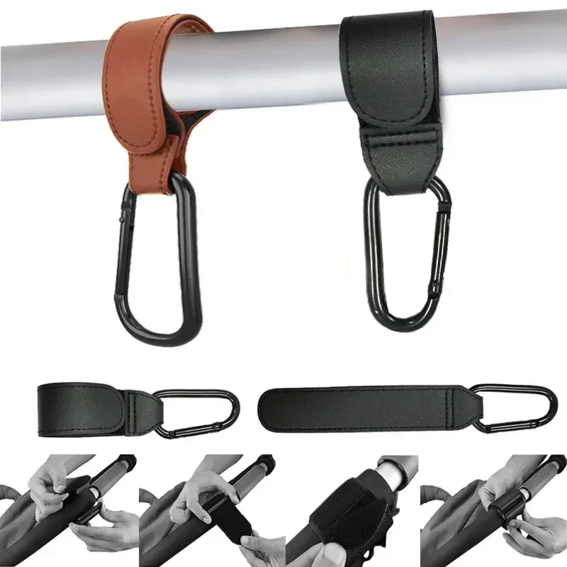 1/2 stücke PU Leder Baby Tasche Kinderwagen Haken Kinderwagen drehen 360 Grad drehbare Wagen Organizer Kinderwagen Haken häkeln Kinderwagen Zubehör