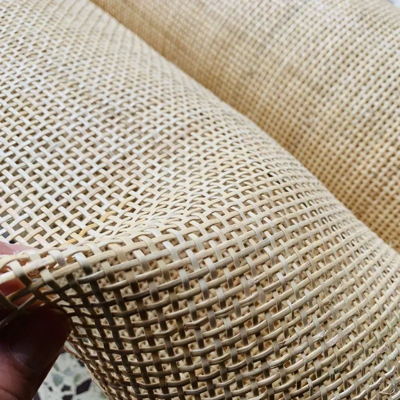 หวายธรรมชาติอินโดนีเซีย Cane Webbing ม้วนวัสดุสําหรับตกแต่งเฟอร์นิเจอร์ Hollow Lattice ทอผ้าเก้าอี้ตู้ซ่อม