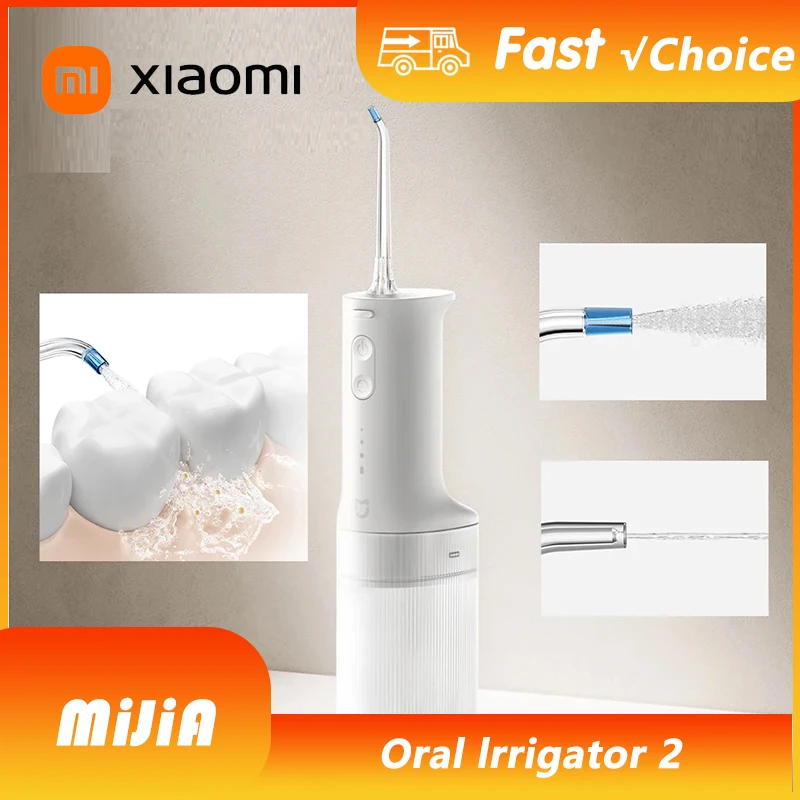 XIAOMI MIJIA Tragbare Munddusche, 2 Zahnaufhellung, Zahnseide, Bukal-Zahnreiniger, Vibration, Waterpulse, Wasserfaden