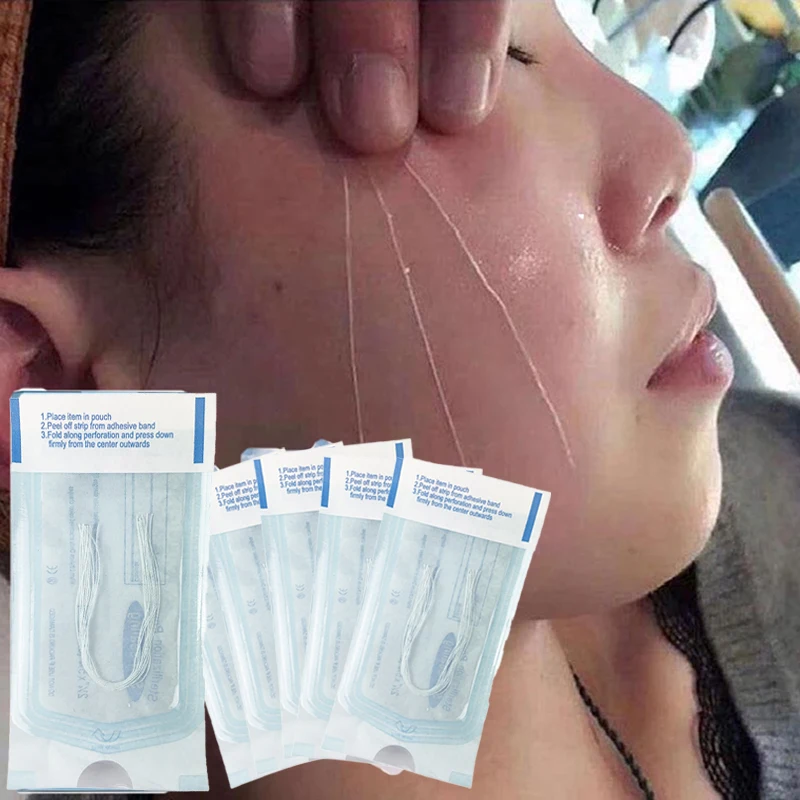 60/120 pces absorvível sem agulha linha de proteína de ouro anti-rugas rosto enchimento elevador endurecimento linha de colágeno anti-envelhecimento cuidados com a pele