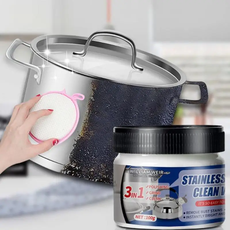 Rimozione della ruggine 100g Pasta detergente in acciaio inossidabile Crema per smalto per metalli Gel per rimozione graffi Accessori per costruttore di lucentezza a lunga durata