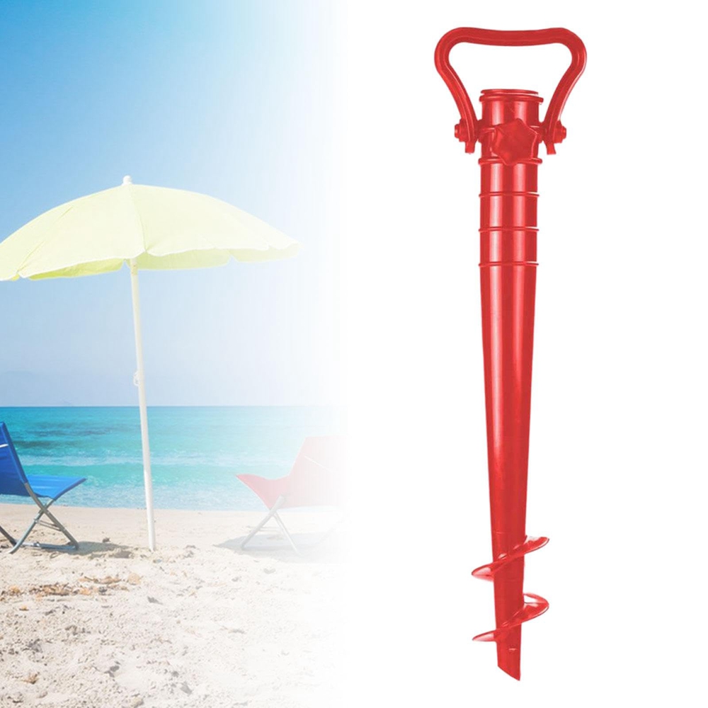 Tornillos en espiral de anclaje para sombrilla de playa, soporte para sombrilla de jardín al aire libre, color rojo piezas, 1 unidad