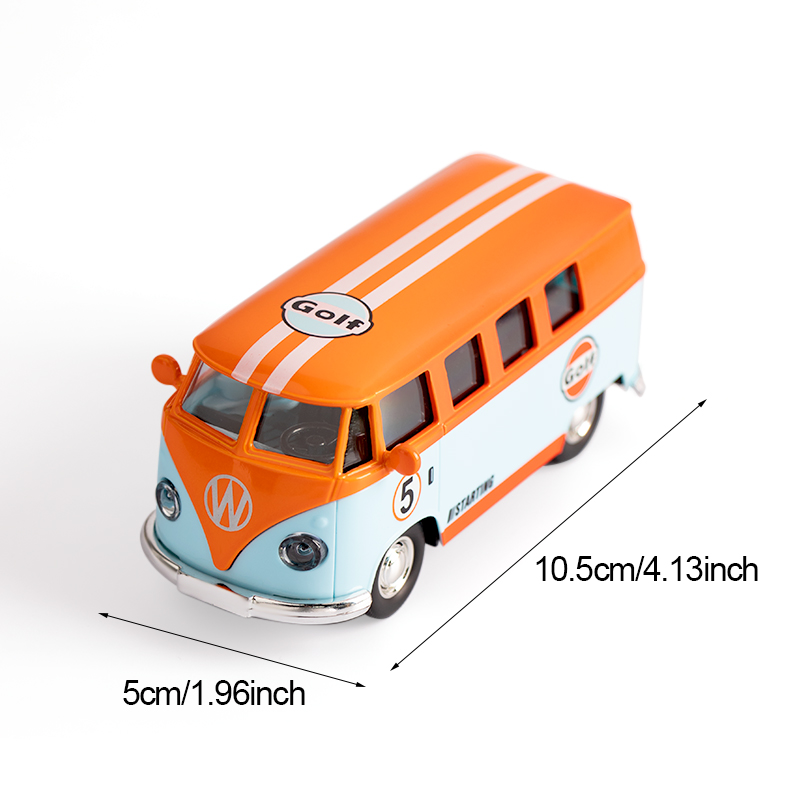 1:36 Bus Transporter Van Gulf Blue Alloy Diecast Model voor Volkswagen T1 Samba Toy