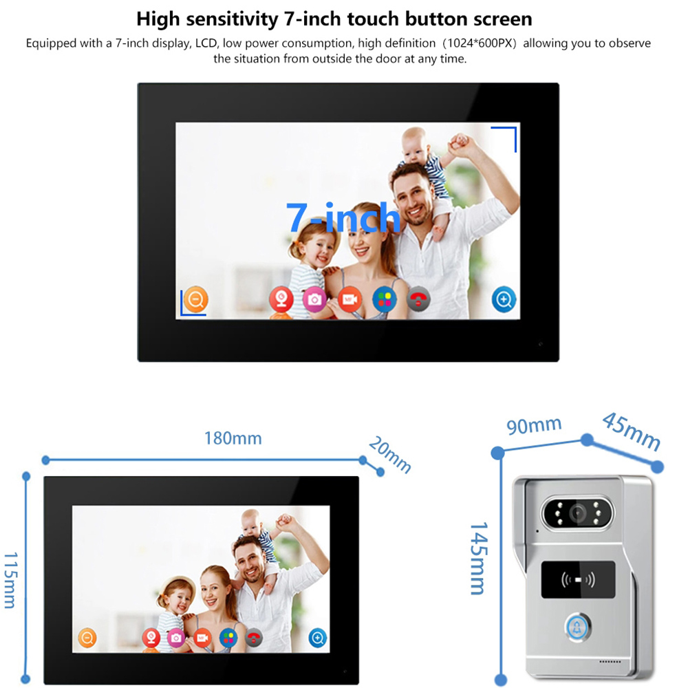 Visiophone Tuya Wifi 1080P, 4 fils, interphone vidéo, moniteur tactile 7 pouces, sonnette vidéo, caméra de porte, système de sécurité IP Villa