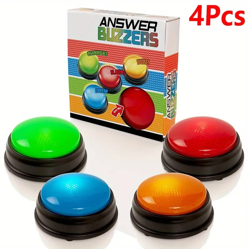 Cuzzelos de resposta para shows de jogos 4 peças de campainhas de jogo com luzes e sons Botões de zumbido para crianças ou adultos perfeitos para jogos em sala de aula