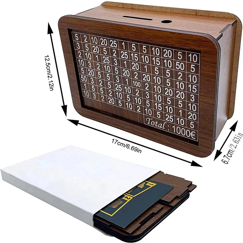 나무 돈 상자 DIY 돈 상자 재사용 가능한 지폐 저축 상자 부착 돈 상자 저축 디지털 대상 돈 상자