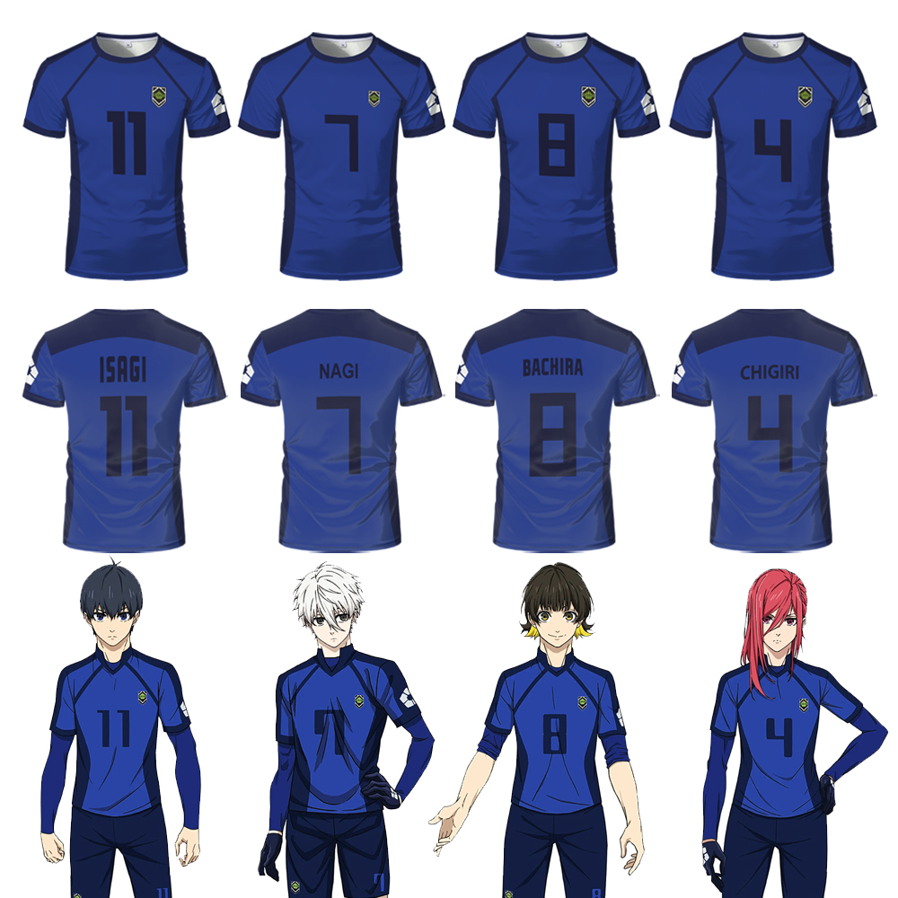 Anime Japanese Blue Lock Isagi Yoichi Football Jersey T-shirt Cosplay Hyoma Chigiri Meguru Bachira Tee Original Children Clothes