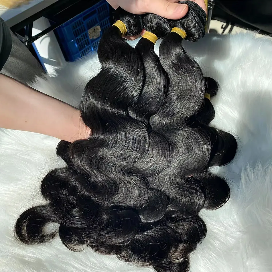 Onda do corpo 3 4 pacotes de cabelo humano brasileiro remy 100% não processado 30 32 Polegada cru virgem remy ondulado pacotes duplos tecer extensões