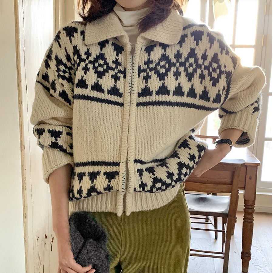 カジュアルレトロカラーブロックジッパーセータージャケット女性の甘いスタイルルーズフィット春のファッション花柄 A ラインコート