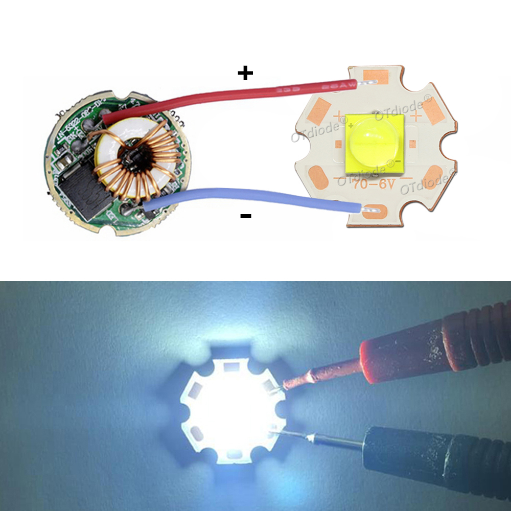 LED 3W 10W 20W 36W XPE T6 XLM2 XHP50/70/90 Cold White Beads Torch Flashlight Current Driver DC3.7V 5V12V 17mm 20mm 22mm 1/5 Mode