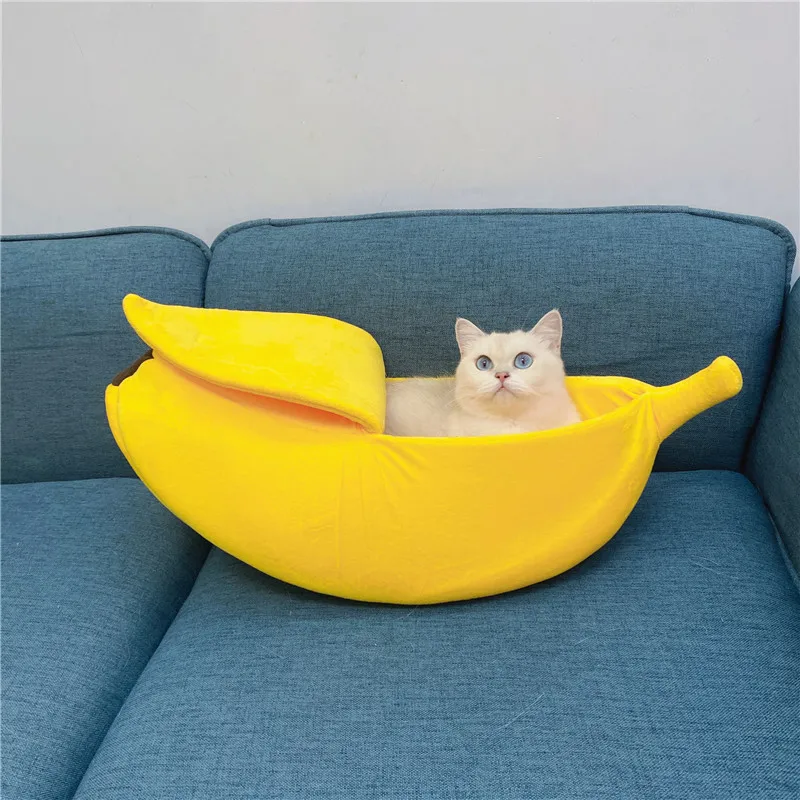 กล้วยรูปสัตว์เลี้ยงผ้าปูที่นอนสบาย Cat Nest MAT เบาะฤดูหนาว WARM Soft ตลกลูกแมวถุงนอนน่ารัก COZY สุนัขอุปกรณ์เสริม
